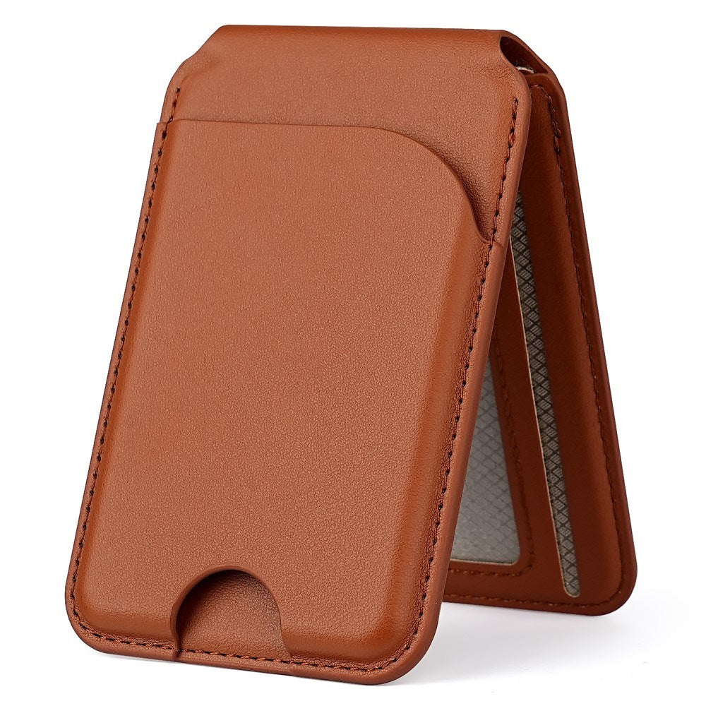 EIDERWOOD Magnetisk Kortholder - 3 Kort - Udfold Ståfunktion - MagSafe Kompatibel - Brun