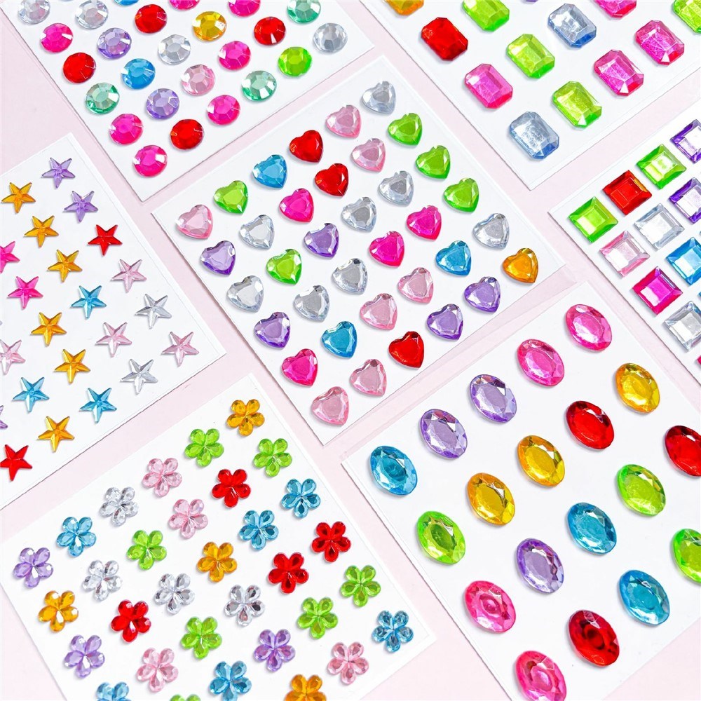 Selvklæbende Krystal 3D Stickers - 36 stk - Hjerter