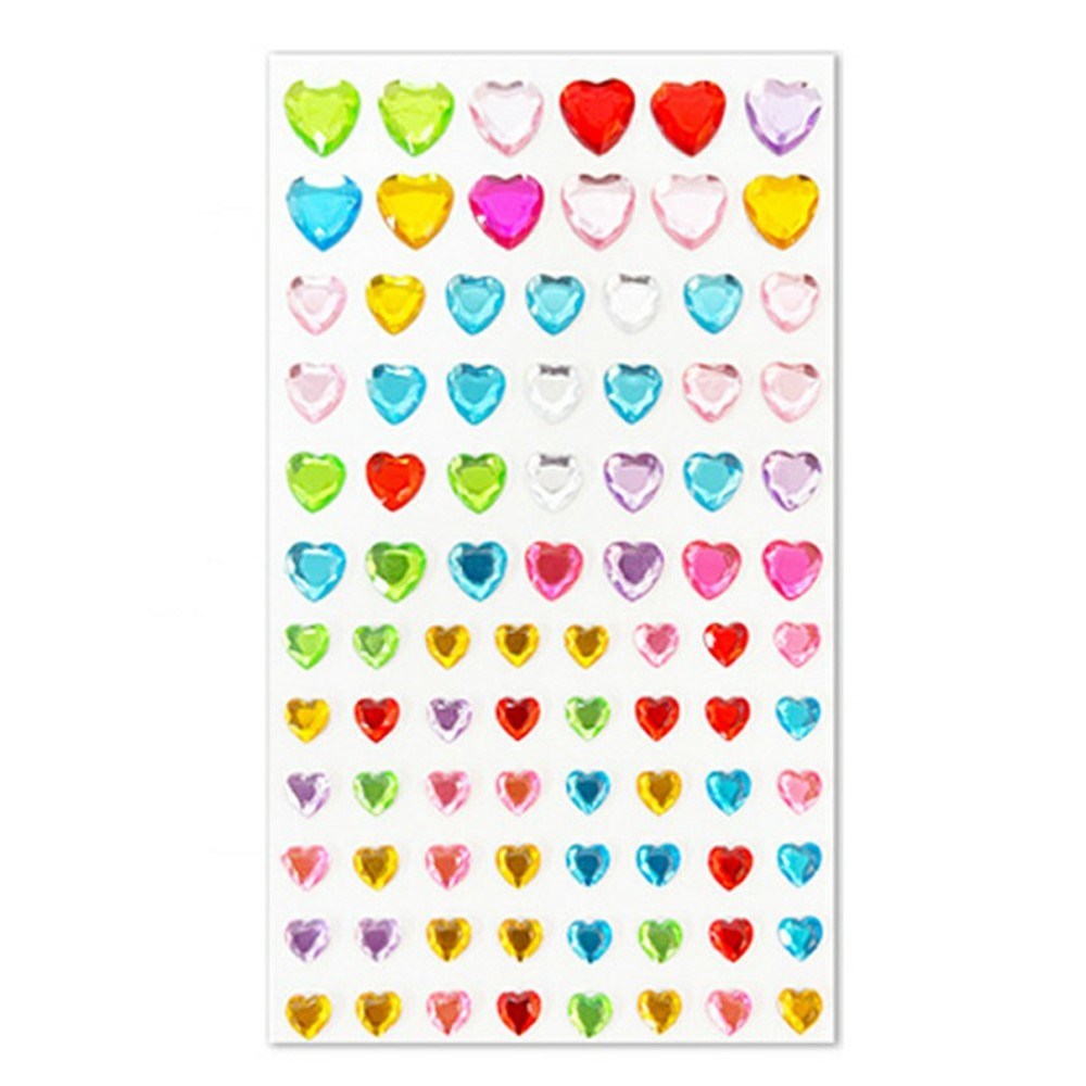 Selvklæbende Krystal 3D Stickers - 88 stk - Hjerter