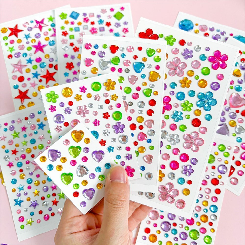 Selvklæbende Krystal 3D Stickers - 88 stk - Blomster