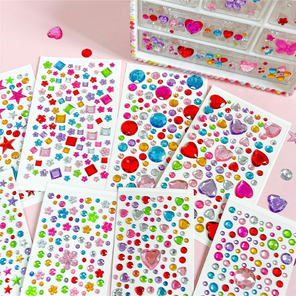 Selvklæbende Krystal 3D Stickers - 88 stk - Blomster
