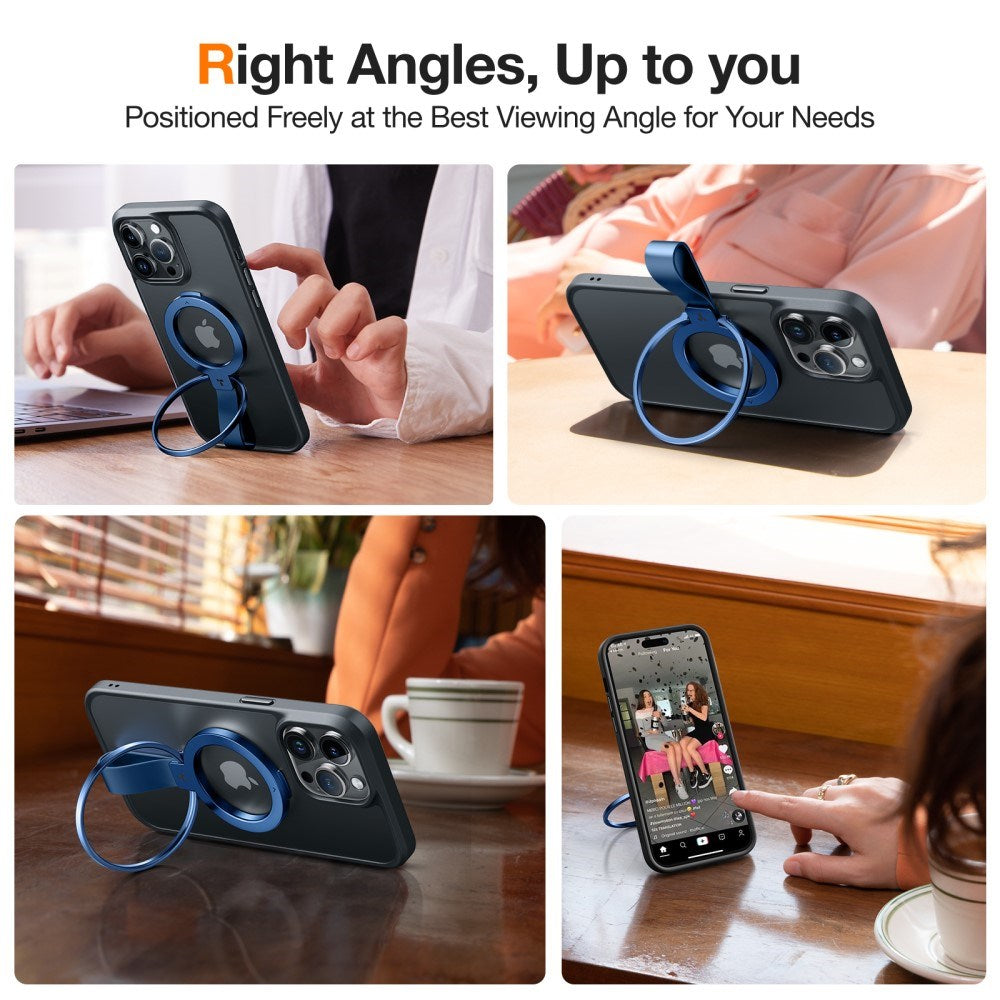 Torras MagSafe-kompatibel metallringholder med stativ - blå