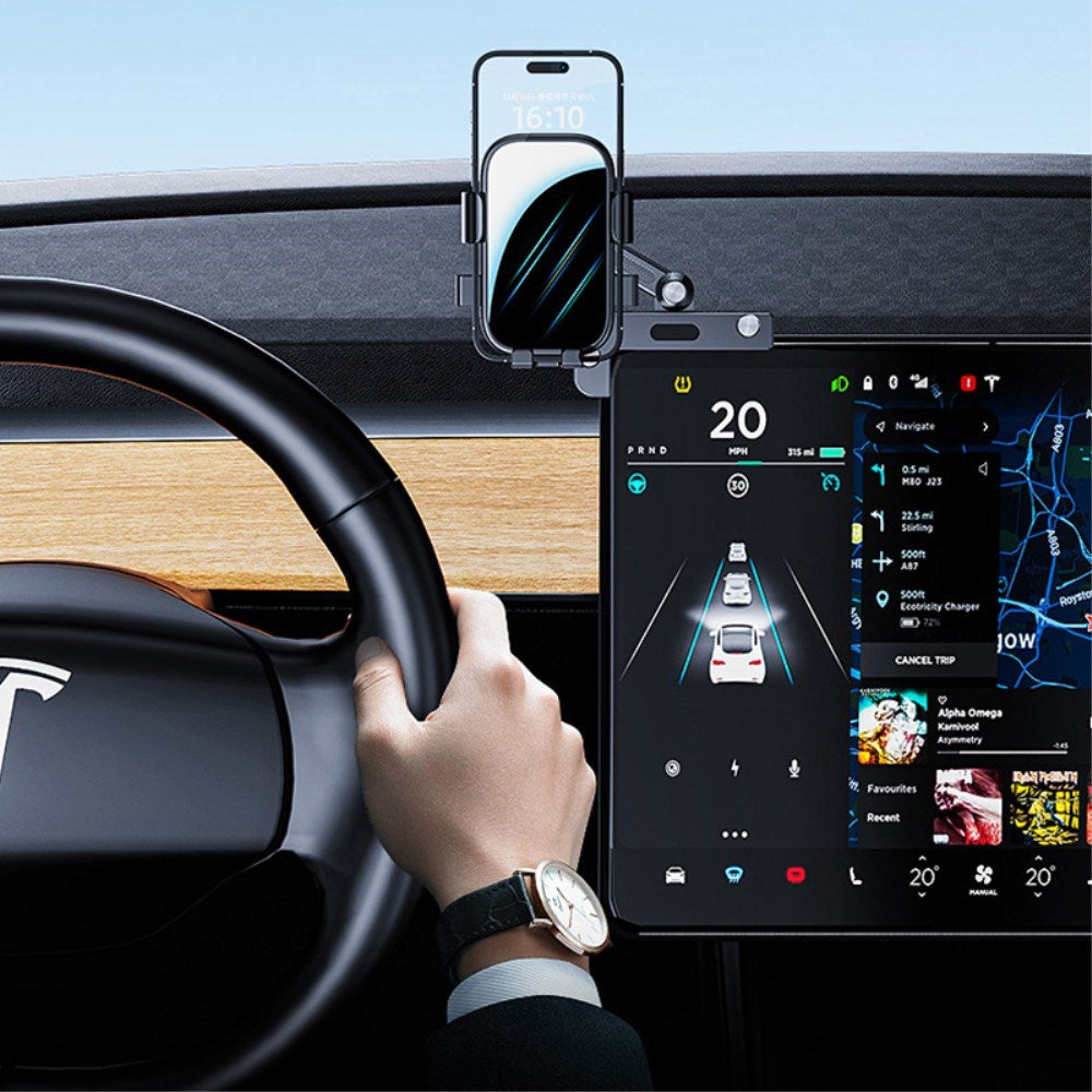 Justerbar Mobilholder til Tesla Model 3 / Model Y (2020-22) Skærm - Sort