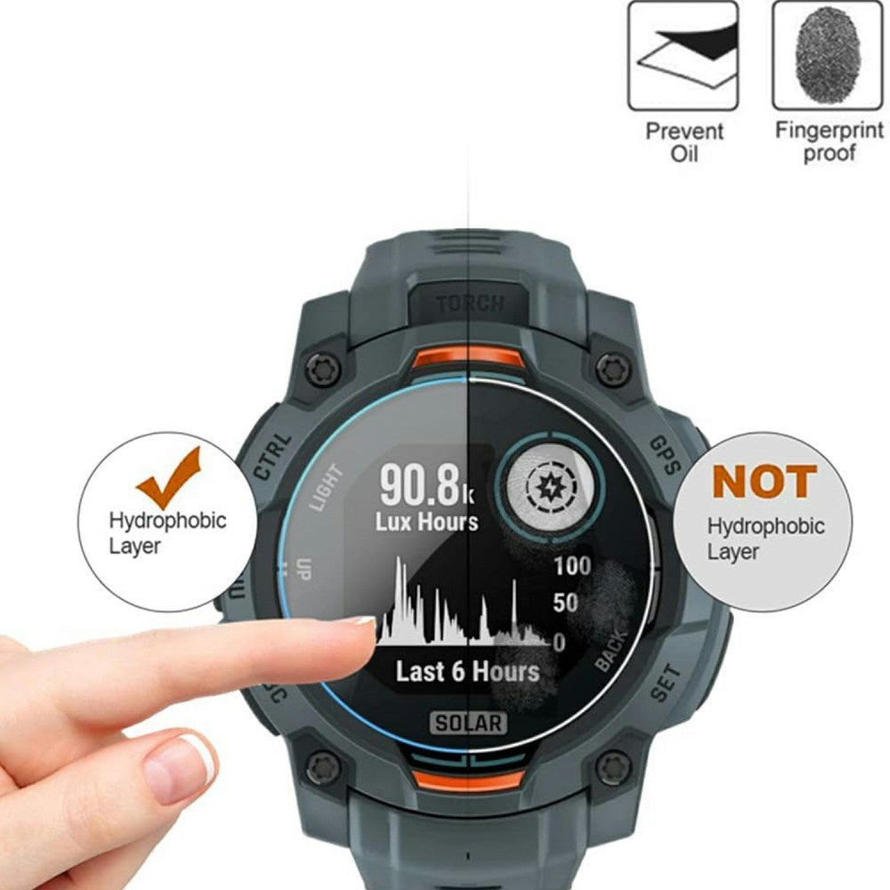 Garmin Instinct 3 AMOLED (50mm) - Hærdet Beskyttelsesglas - 3 stk - Gennemsigtig