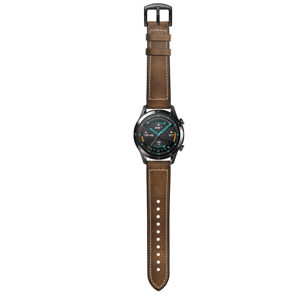Smartwatch Universal (22mm) lærreim - Mørkebrun / Svart