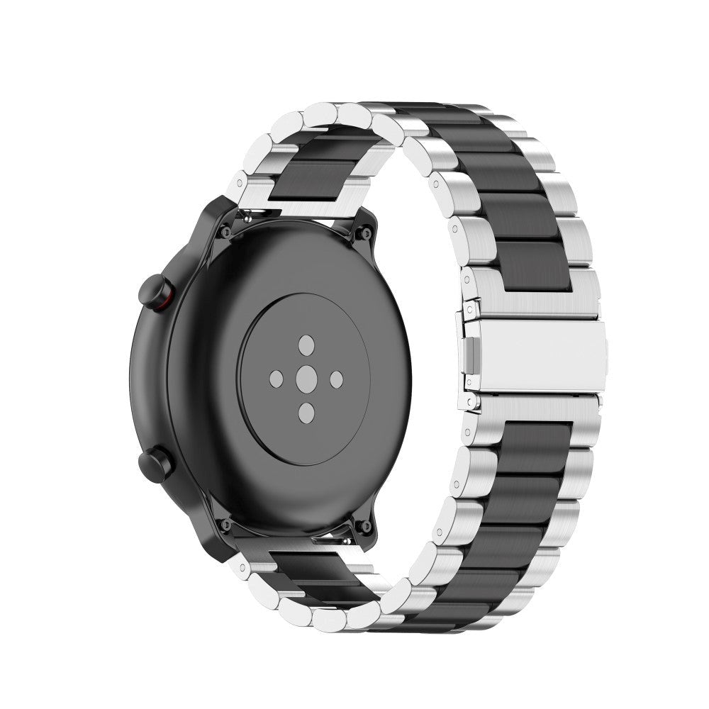 Rem for Smartwatch - Rustfritt stål (22mm) - Sølv / Svart