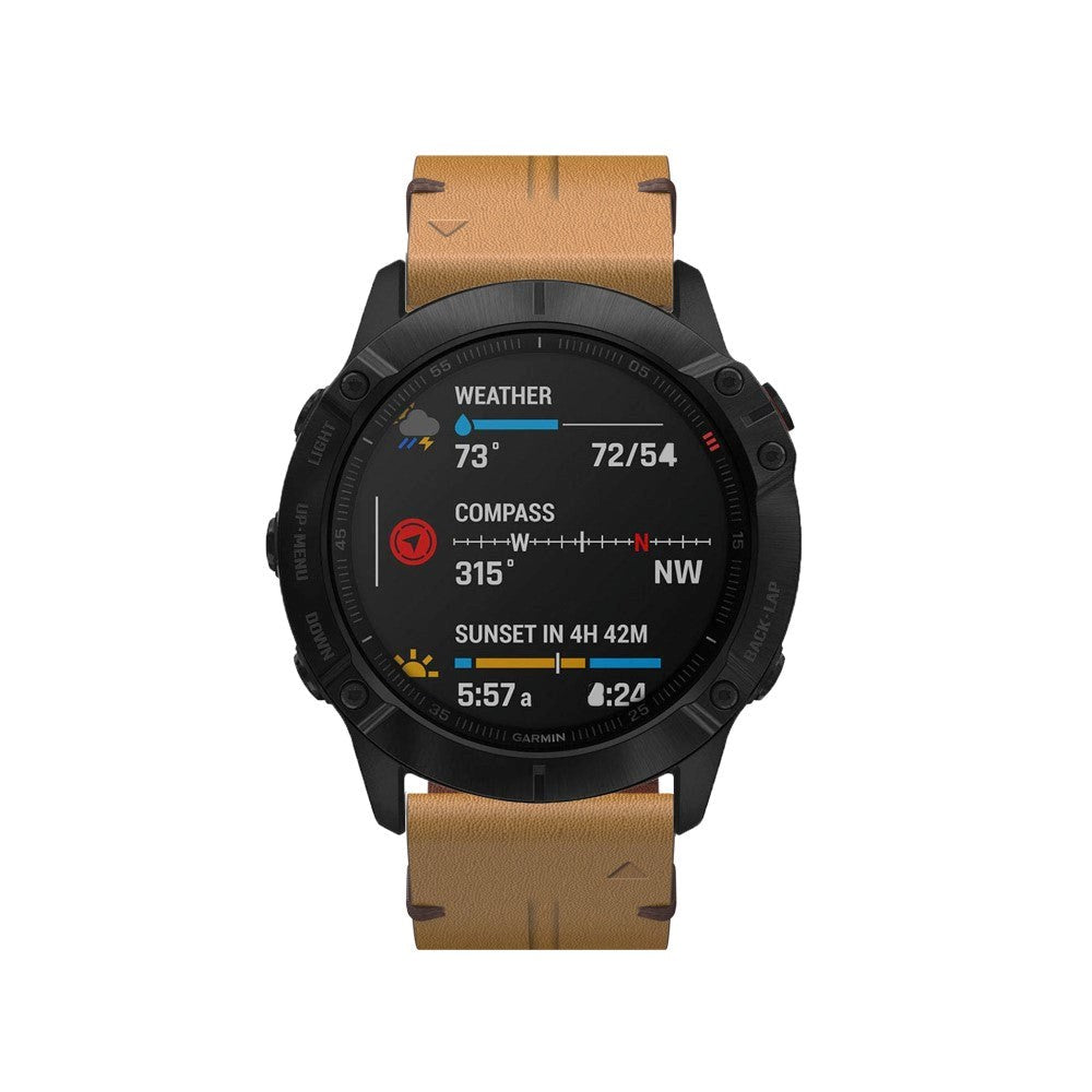 Garmin Fenix 6X skinndekket 26 mm QuickFit-stropp - brun