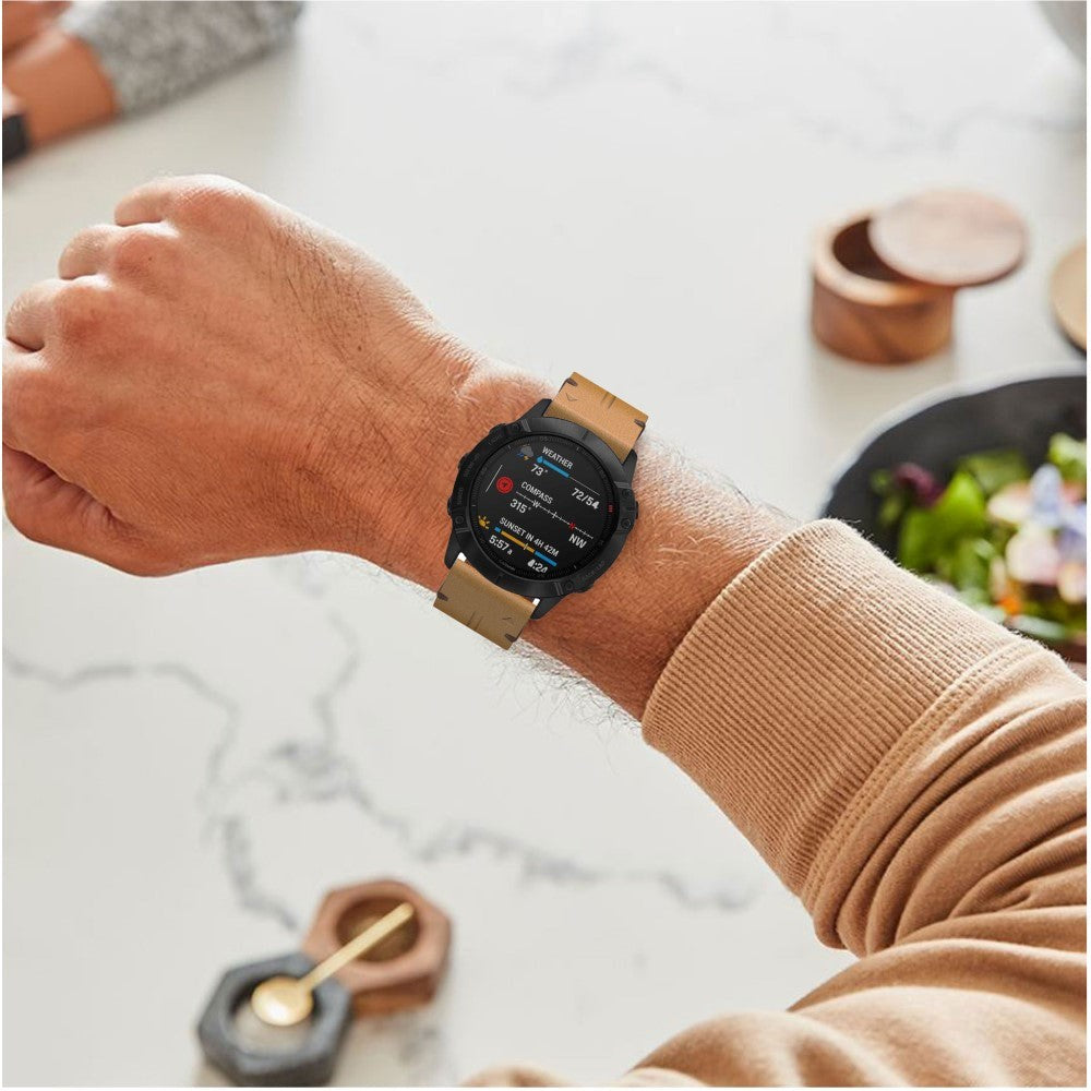 Garmin Fenix 6X skinndekket 26 mm QuickFit-stropp - brun