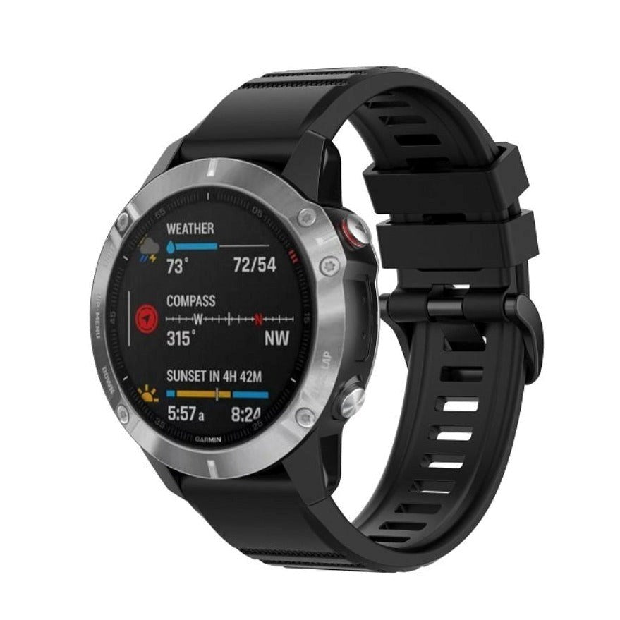 Universal Garmin 22 mm QuickFit riflet silikonstropp - svart
