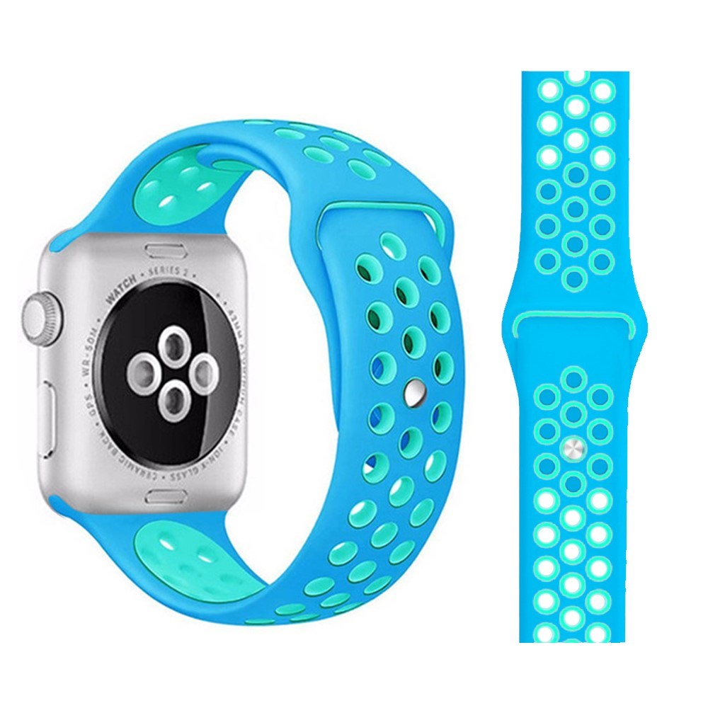Apple Watch Two-Tone Silikon Smartwatch-rem (SE/40/38mm) - Blå / Turkis