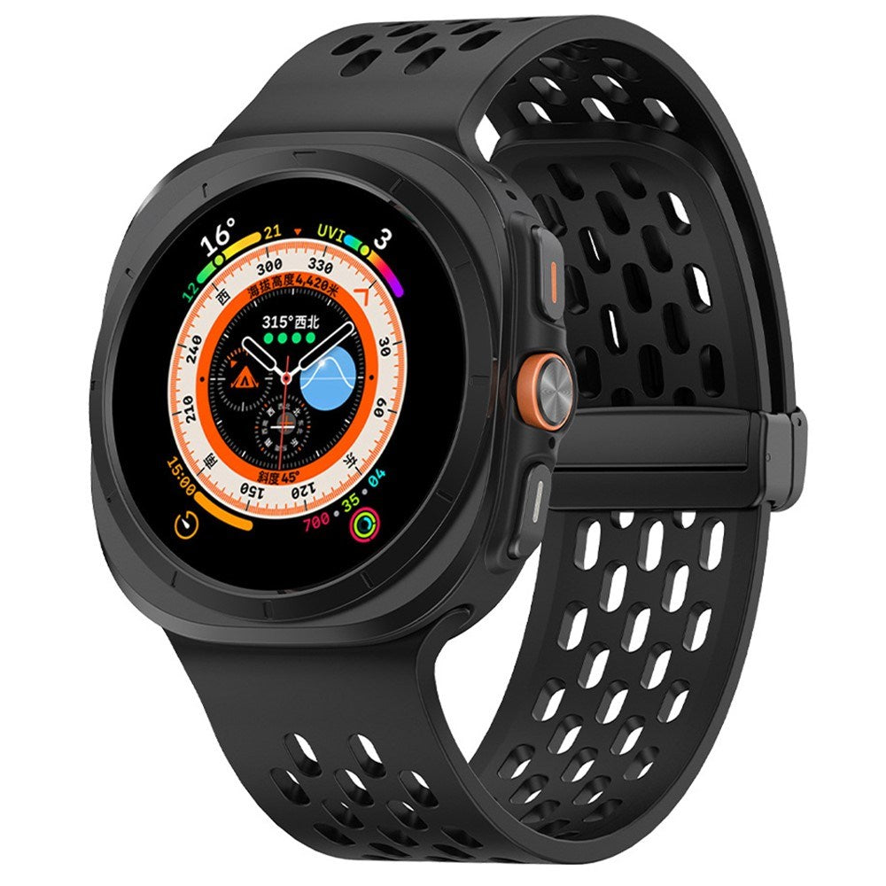 Samsung Galaxy Watch Ultra (47 mm) silikonrem med hull og magnetisk spenne - svart