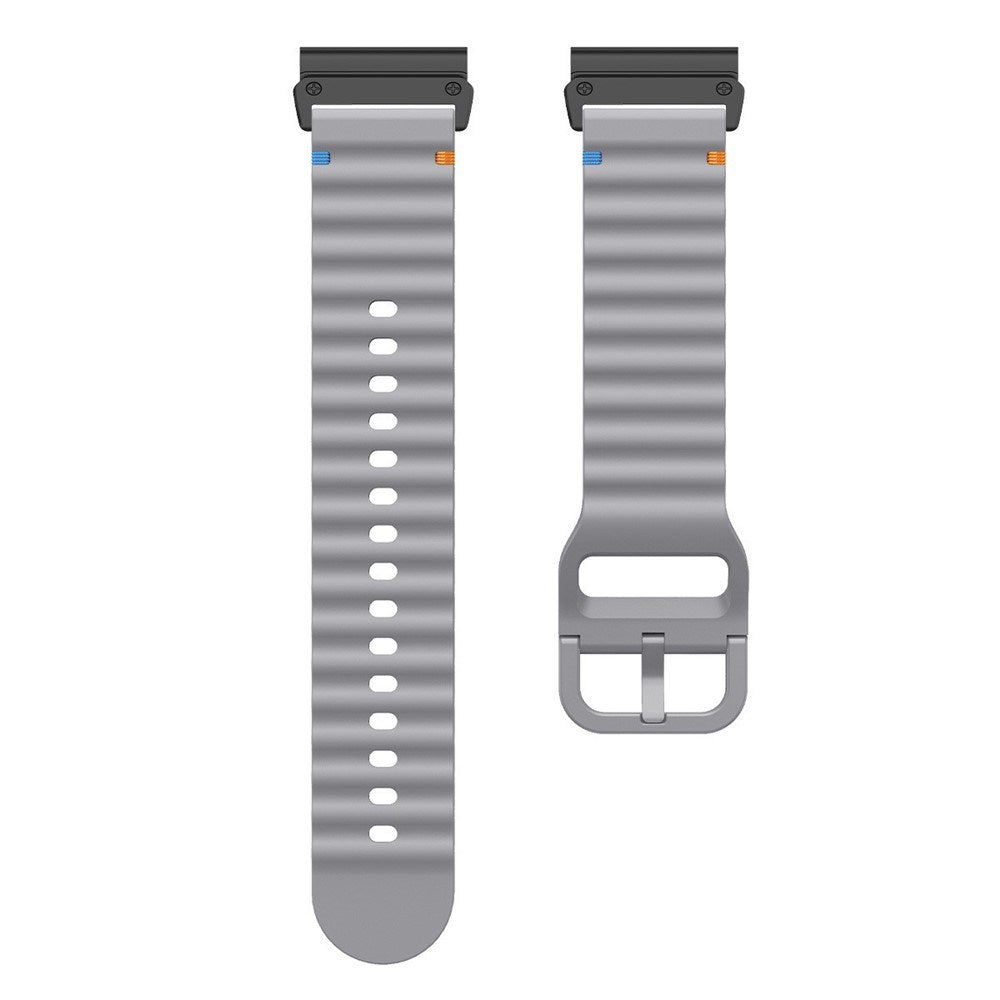 Universal Garmin 26mm QuickFit EIDERWOOD Wavy Silikone Smartwatch Rem - Mørkegrå