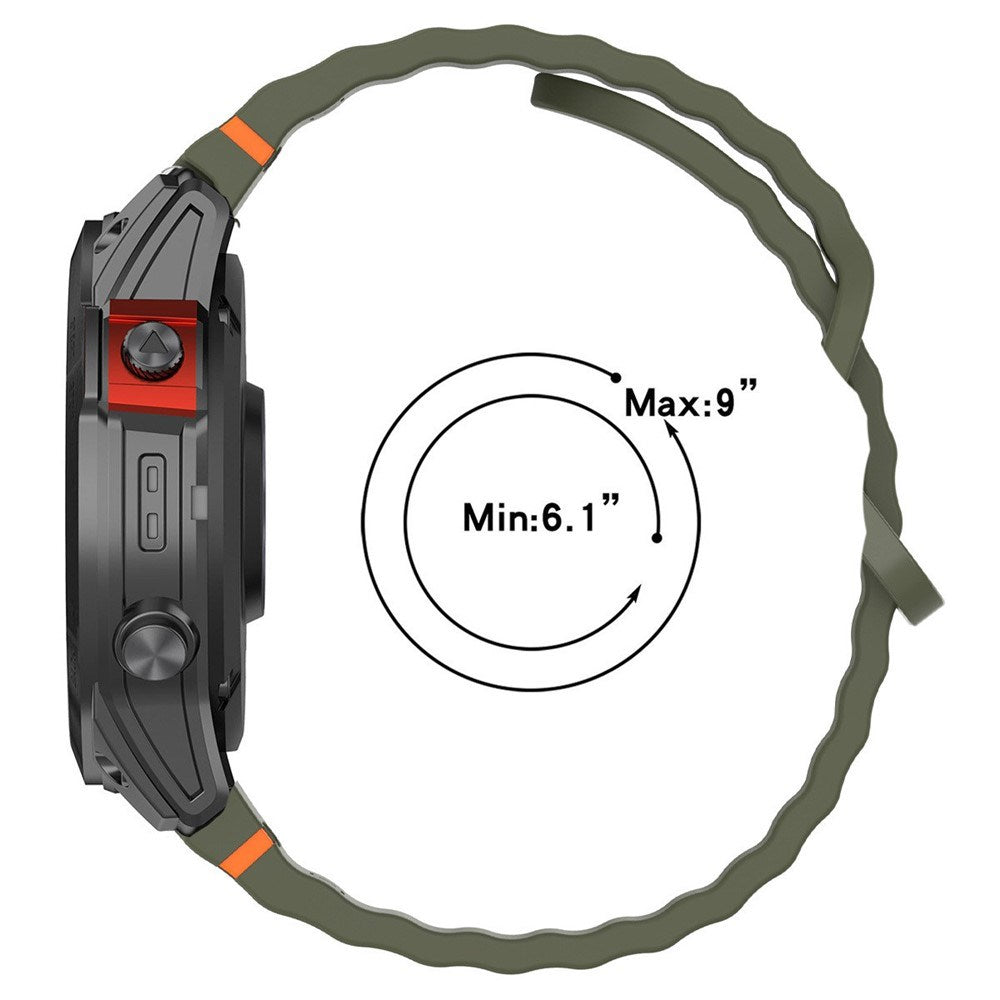 Universal Garmin 22mm QuickFit EIDERWOOD Wavy Silikone Smartwatch Rem - Orange