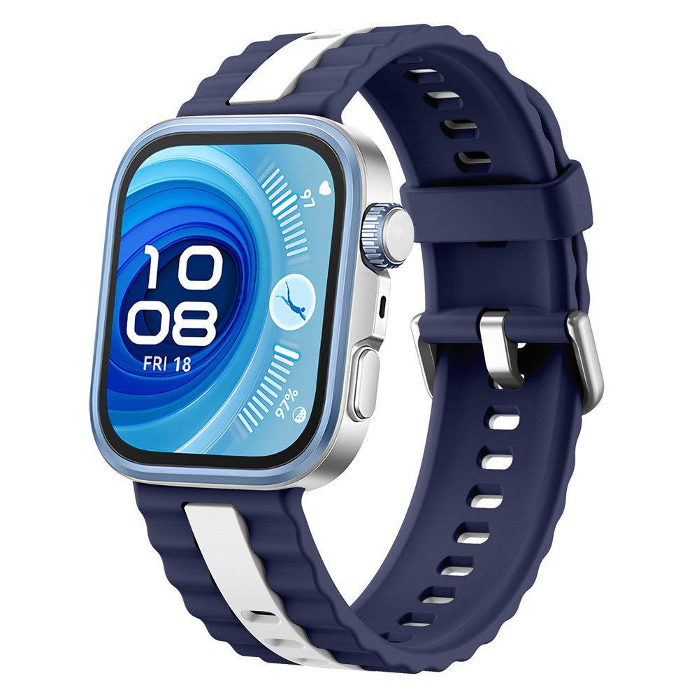 Huawei Watch Fit 4 Pro / 4 / 3 EIDERWOOD Tofarvet Silikone Smartwatch Rem - Blå / Hvid