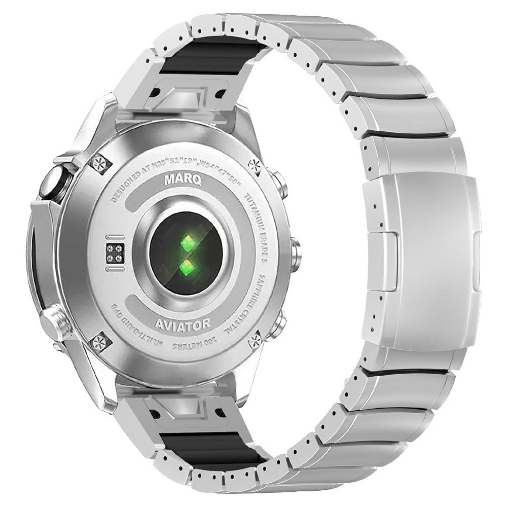 Universal Garmin 26mm QuickFit EIDERWOOD Titanium Smartwatch Rem m. Farvet Silikone - Sølv / Sort