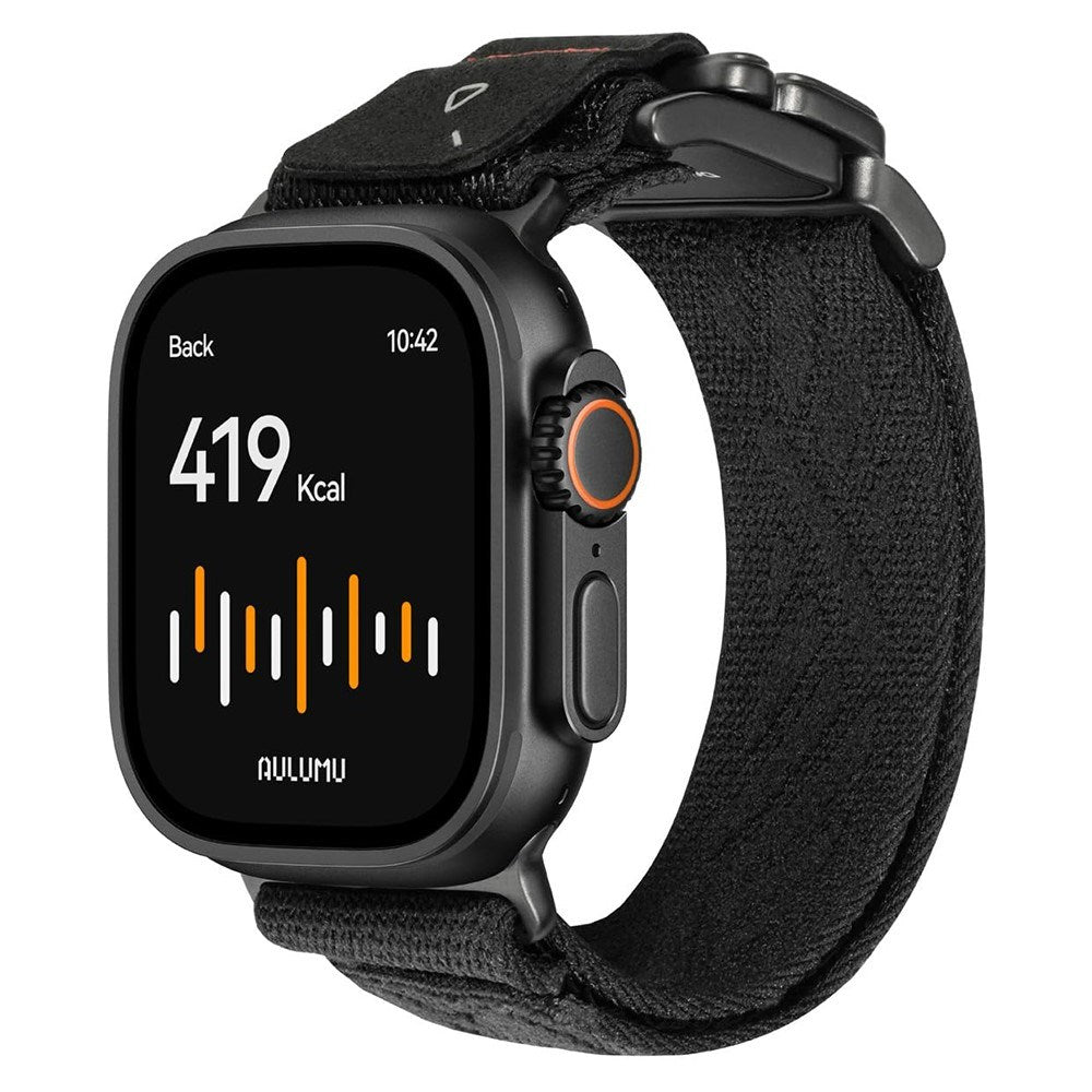 Aulumu Apple Watch (42/44/SE/45/46/49mm) C03 Nylon Urrem - Sort