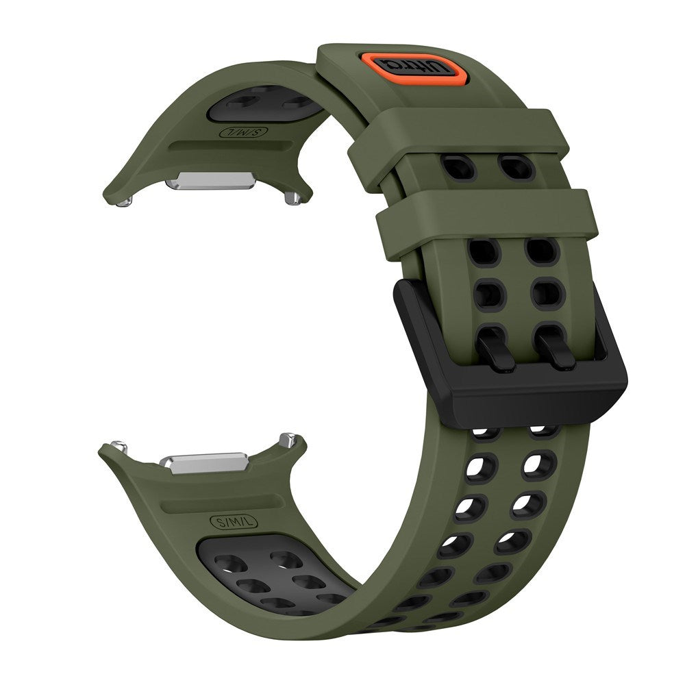 Samsung Galaxy Watch Ultra 2 / Ultra (47mm) Silikone Rem m. Ventilationshuller & Dobbeltspænde - Grøn / Sort