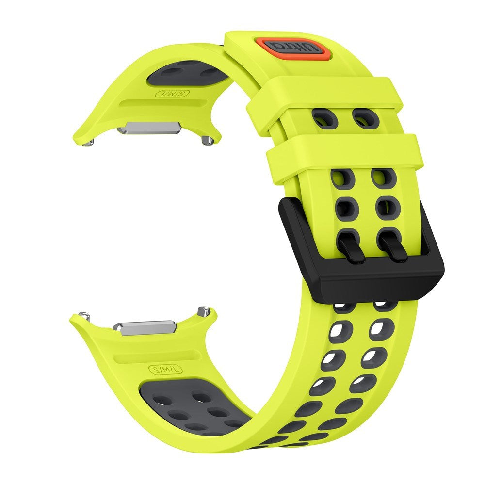 Samsung Galaxy Watch Ultra 2 / Ultra (47mm) Silikone Rem m. Ventilationshuller & Dobbeltspænde - Gul / Grå