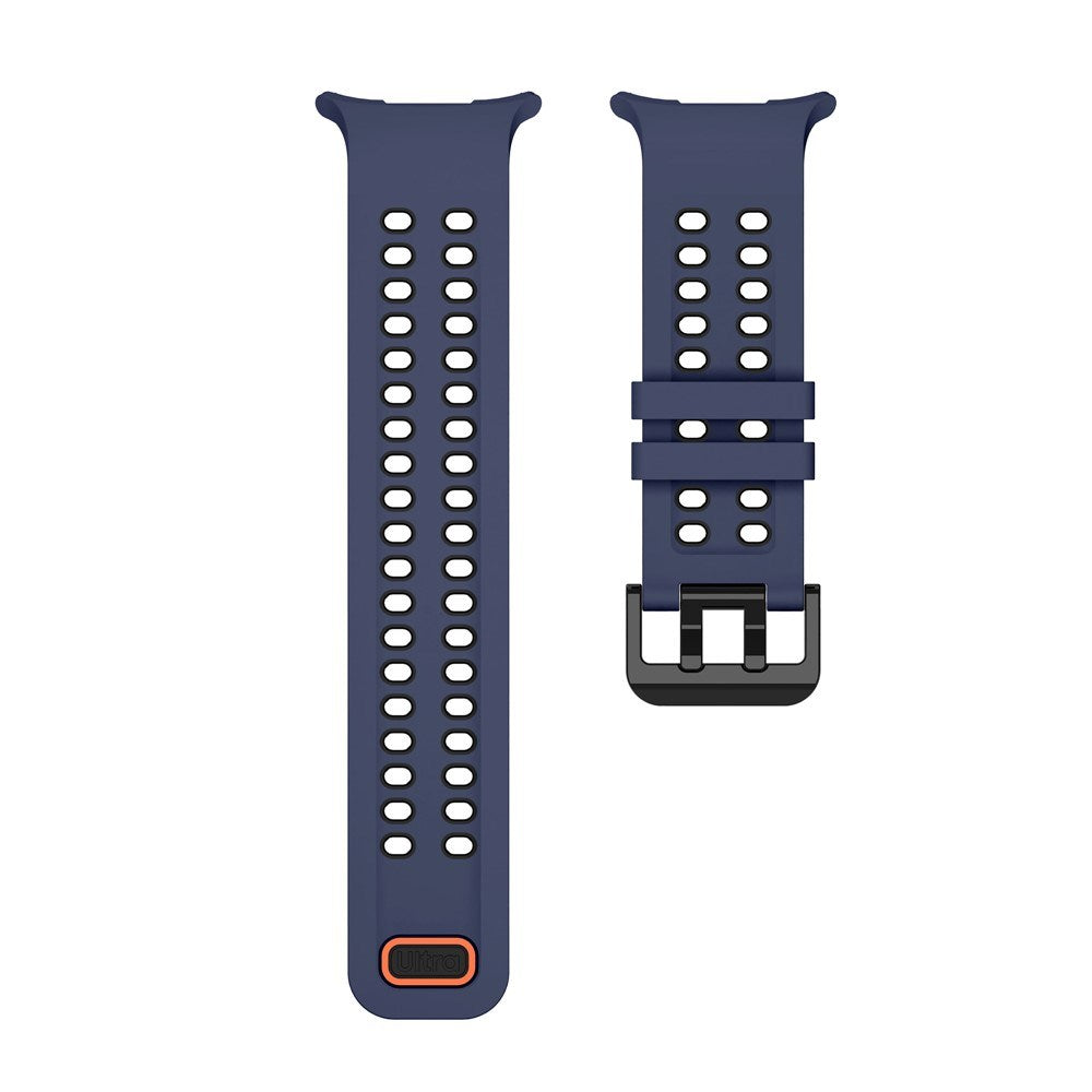 Samsung Galaxy Watch Ultra 2 / Ultra (47mm) Silikone Rem m. Ventilationshuller & Dobbeltspænde - Blå / Sort
