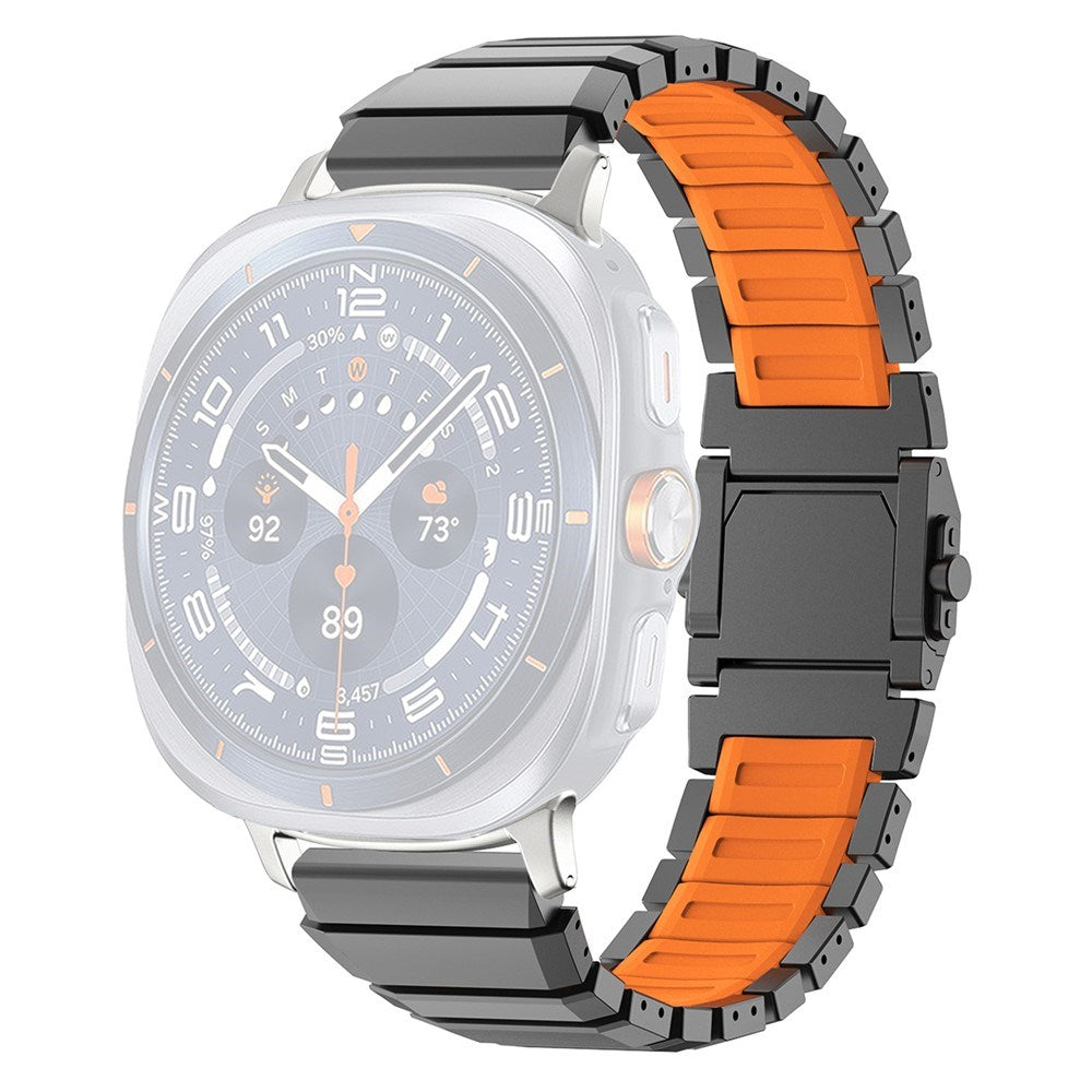 Samsung Galaxy Watch Ultra 2 / Ultra (47mm) Magnetisk Metal Rem m. Silikone Foring - Grå / Orange