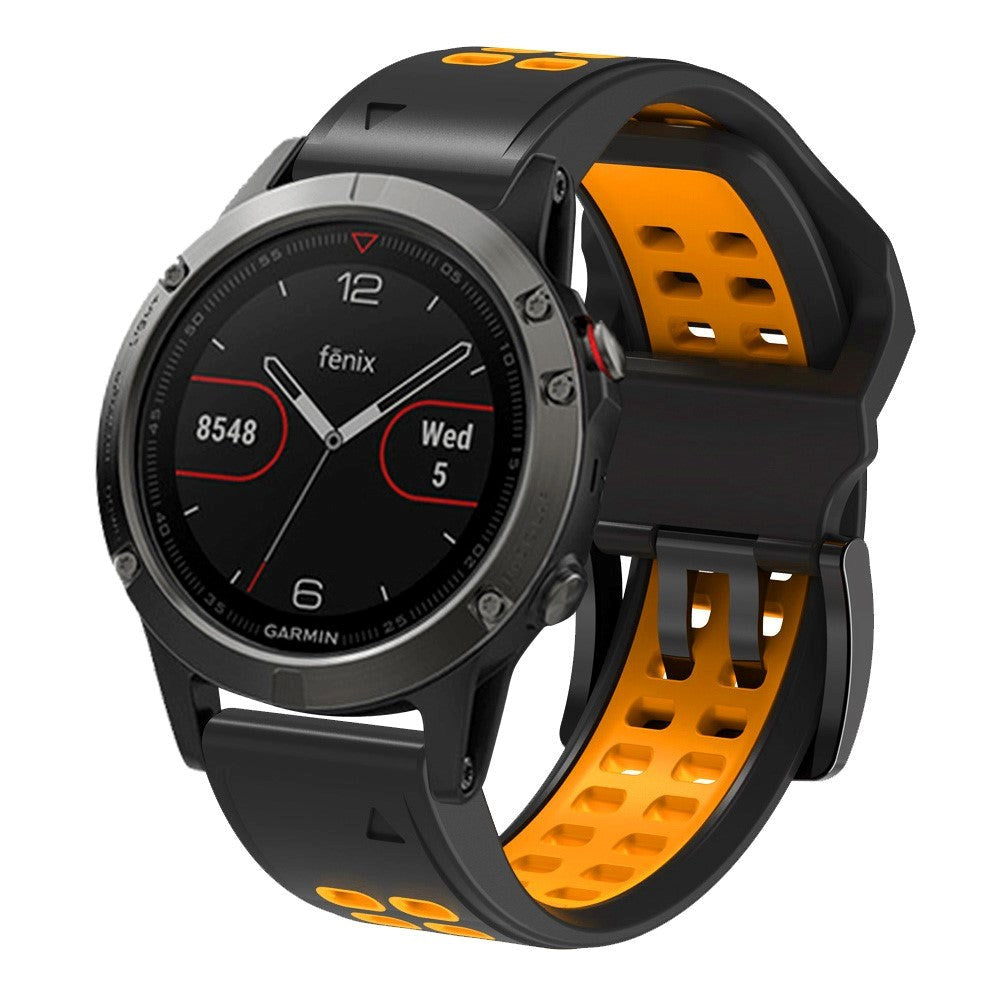Garmin Universal Silikonstropp med doble hull (26 mm QuickFit) - Svart / Oransje