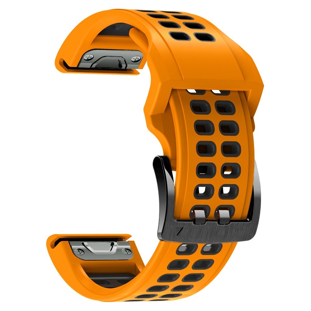 Garmin Universal Silikonstropp med doble hull (26 mm QuickFit) - Oransje / Svart