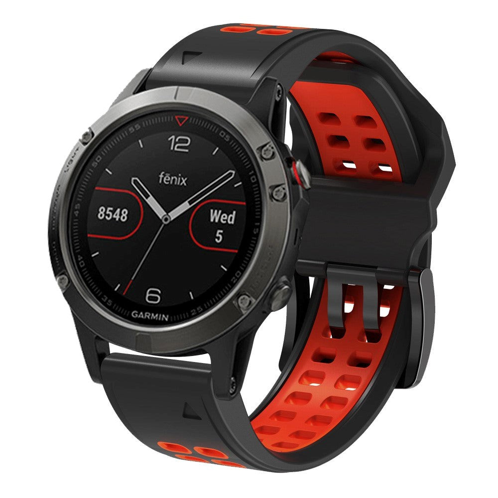Garmin Universal Silikonstropp med doble hull (26 mm QuickFit) - Svart / Rød