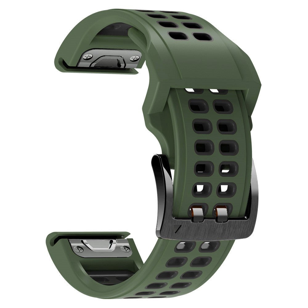 Garmin Universal Silikonstropp med doble hull (26 mm QuickFit) - Militærgrønn / Svart