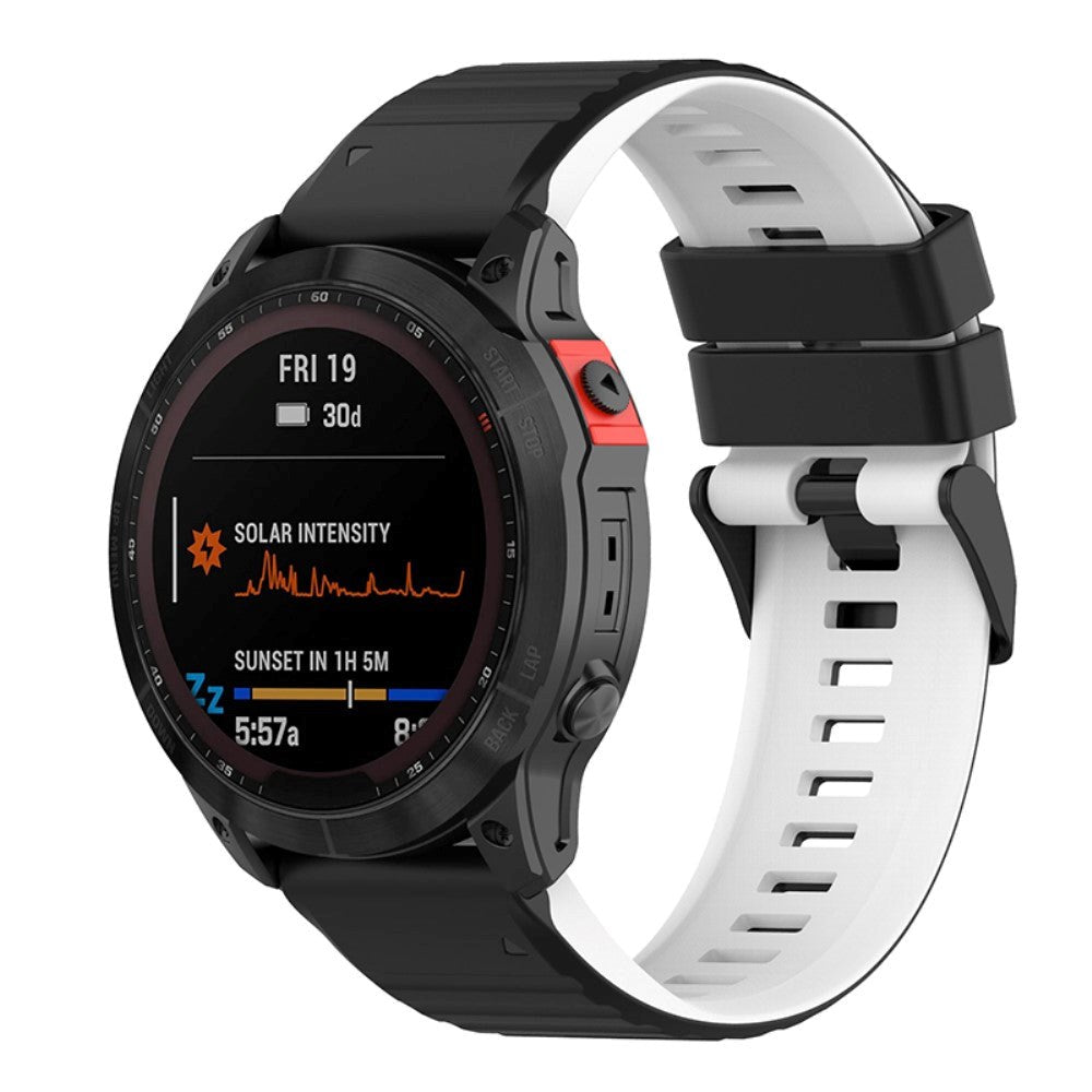 Universal Garmin 22mm Rem Riflet Silikone Rem m. Værktøj - Sort / Hvid