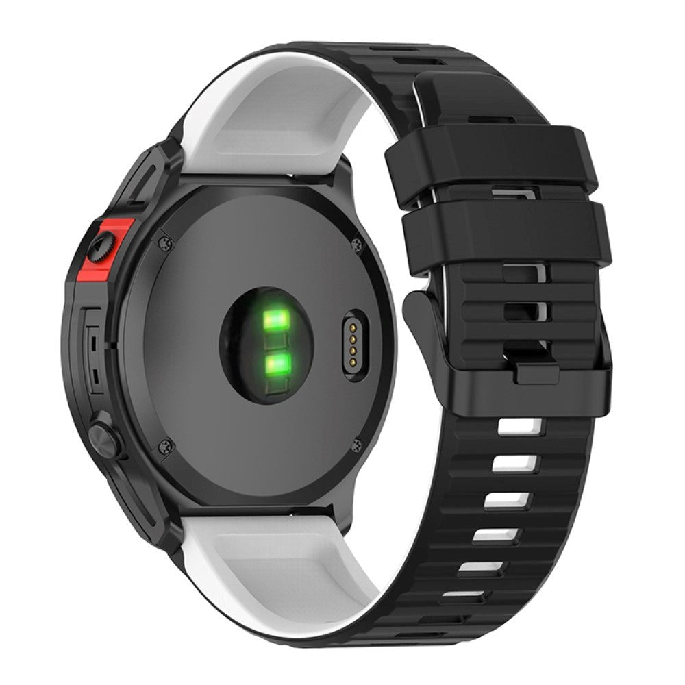 Universal Garmin 22mm Rem Riflet Silikone Rem m. Værktøj - Sort / Hvid