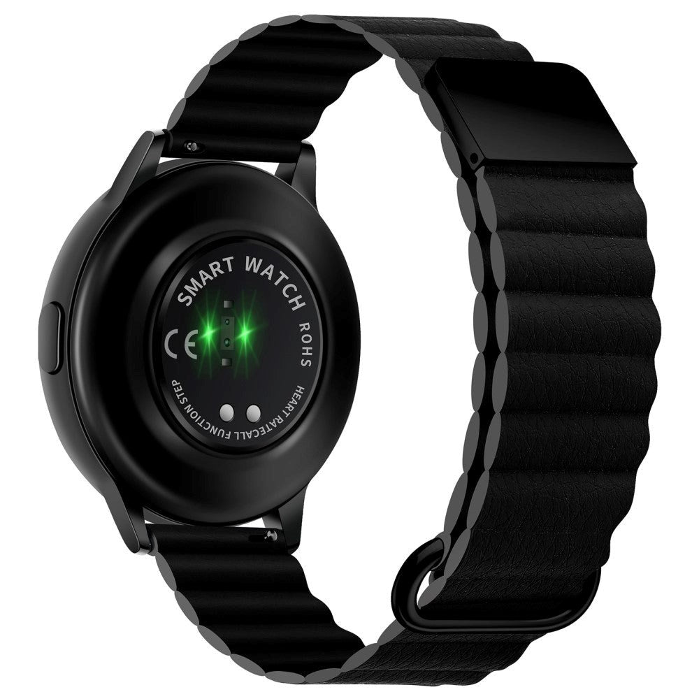 Smartwatch-rem 20 mm magnetisk litchi-skinn - grå / svart
