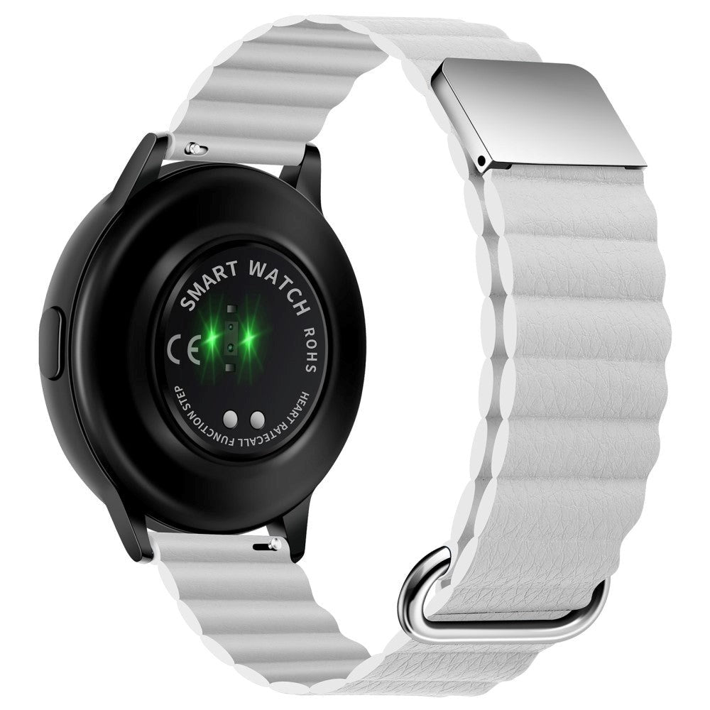 Smartwatch-rem 20 mm magnetisk litchi-skinn - Hvit / Sølv