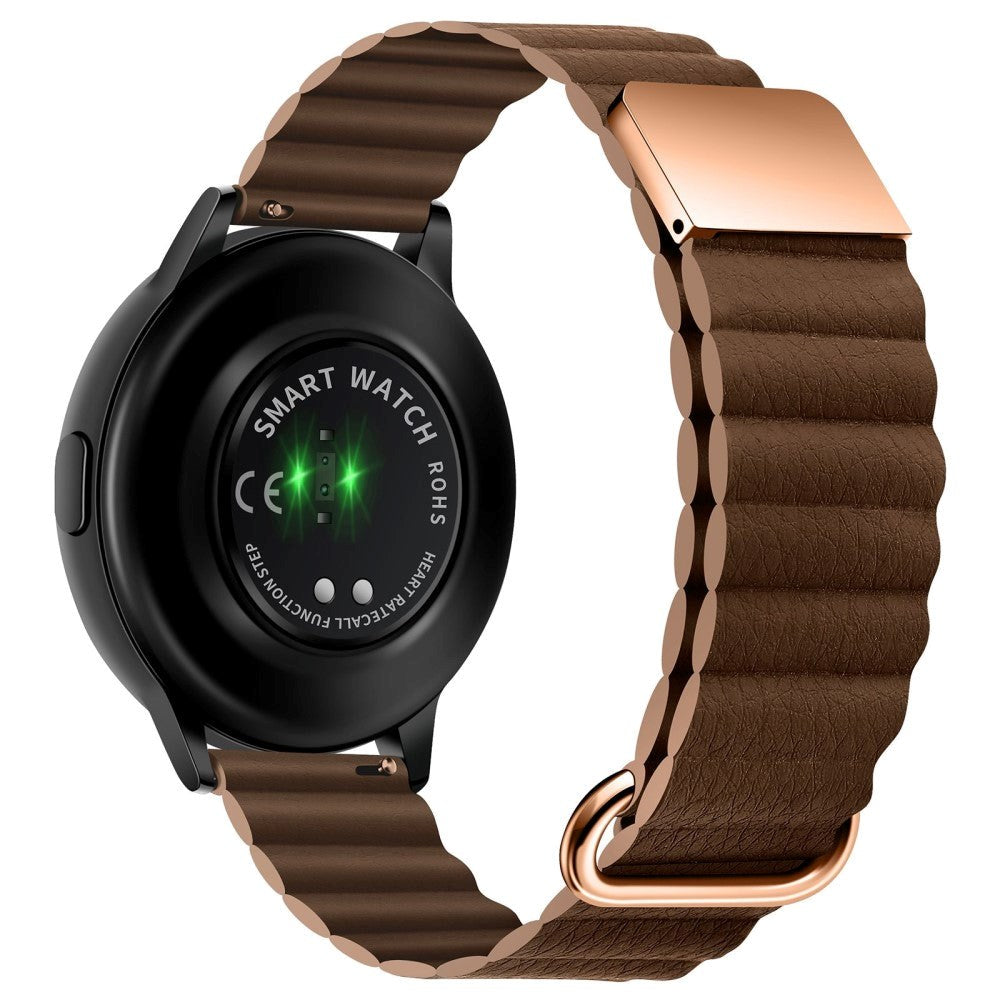 Smartwatch-rem 20 mm magnetisk litchi-skinn - brun / rosegull