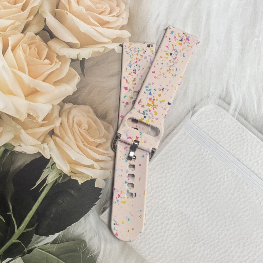 Smartwatch Silikone Universal Rem (20mm) m. Terrazzo Mønster - Lyserød