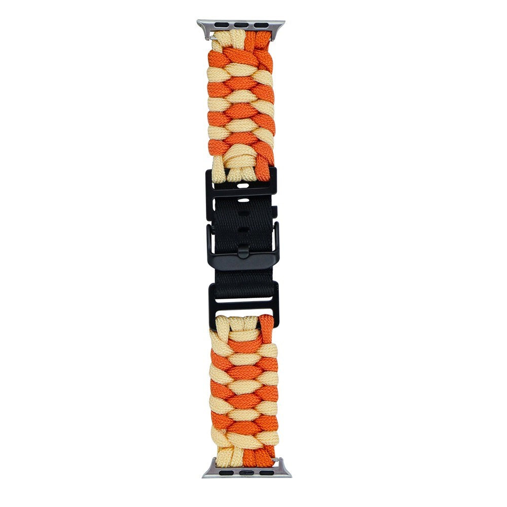 Apple Watch (38/40/SE/41/42mm) EIDERWOOD Tofarvet Flettet Nylon Urrem - Orange / Gul