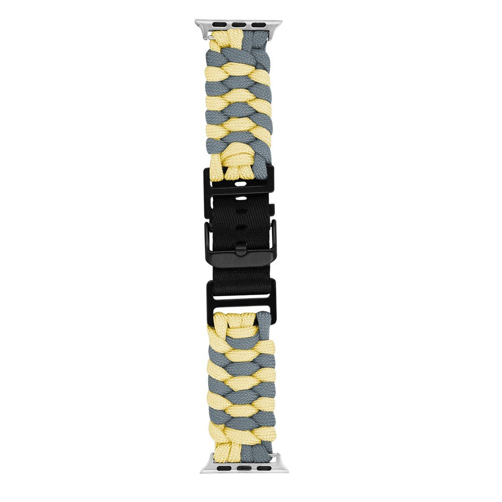 Apple Watch (42/44/SE/45/46/49mm) EIDERWOOD Tofarvet Flettet Nylon Urrem - Gul / Grå