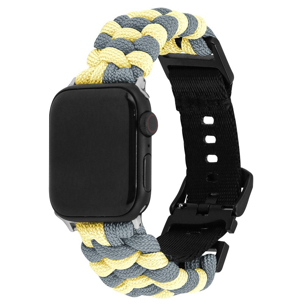 Apple Watch (42/44/SE/45/46/49mm) EIDERWOOD Tofarvet Flettet Nylon Urrem - Gul / Grå