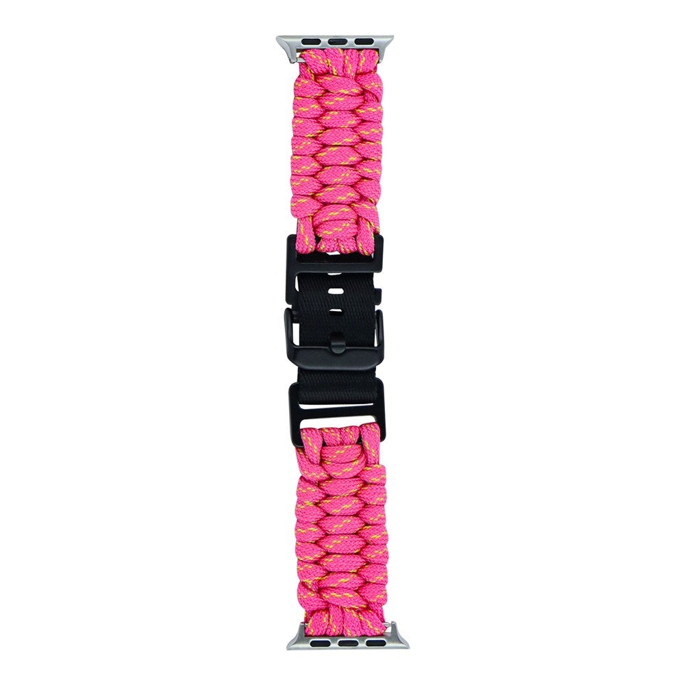 Apple Watch (42/44/SE/45/46/49mm) EIDERWOOD Tofarvet Flettet Nylon Urrem - Gul / Lyserød