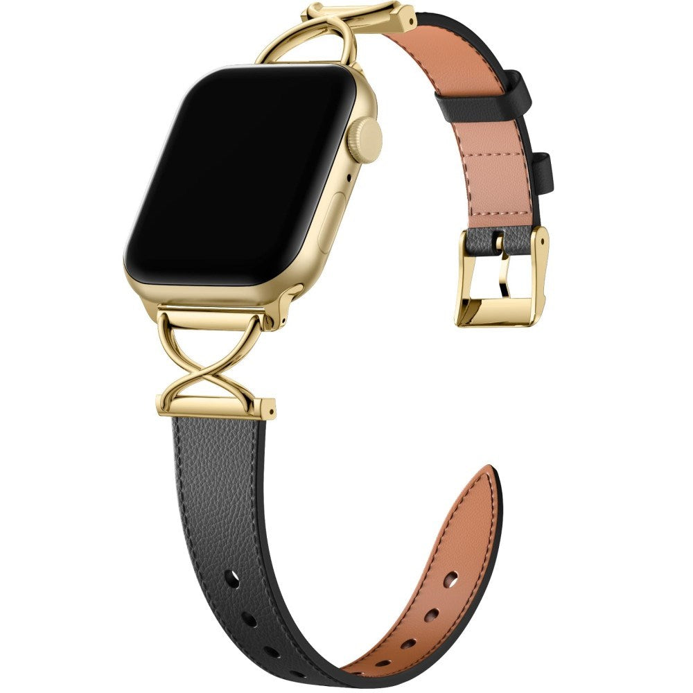 Apple Watch (38/40/SE/41/42 mm) nøytral kunstskinnrem - svart