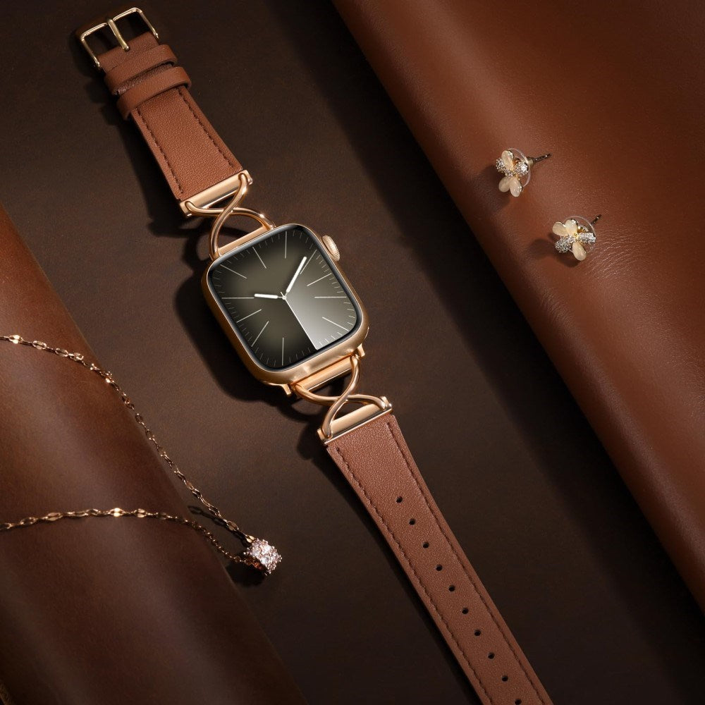 Apple Watch (38/40/SE/41/42 mm) nøytral kunstskinnrem - brun