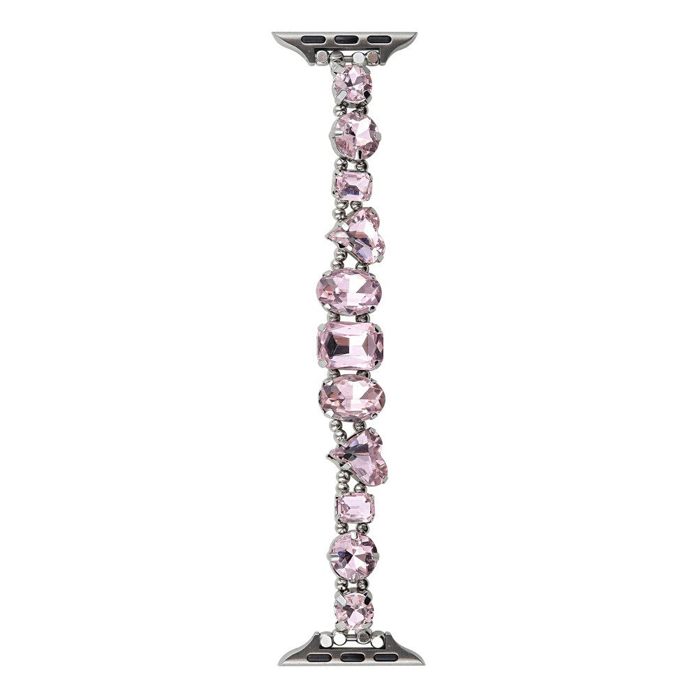 Apple Watch (38/40/SE/41/42 mm) rem med diamantdekor – rosa / elastisk