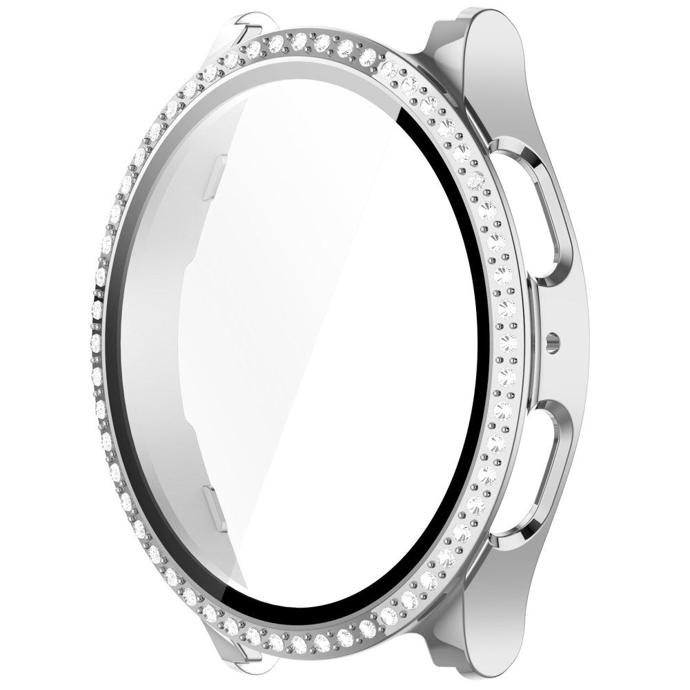 Samsung Galaxy Watch 7 (40 mm) deksel i hardplast m. Innebygd skjermbeskytter - Sølv og Rhinestone