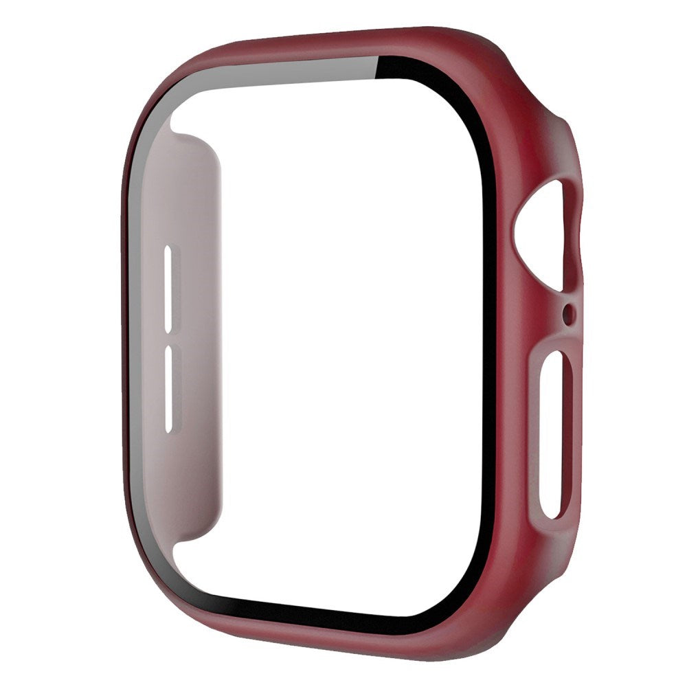 Apple Watch 10 (46 mm) etui i hardplast m. Innebygd skjermbeskytter - mørk rød
