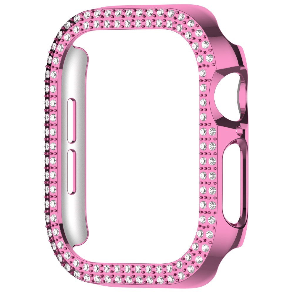 Apple Watch 10 (42 mm) deksel av hardplast m. Rhinestone - Rosa / Rhinestone
