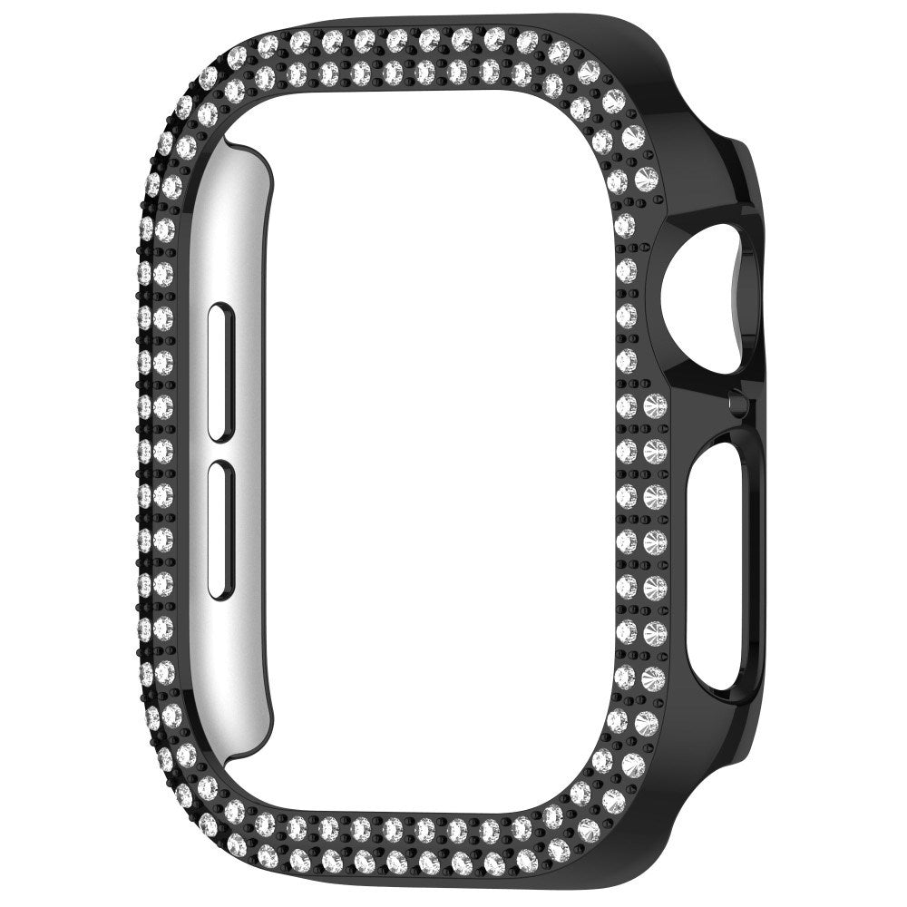 Apple Watch 10 (42 mm) deksel av hardplast m. Rhinestone - Svart / Rhinestone