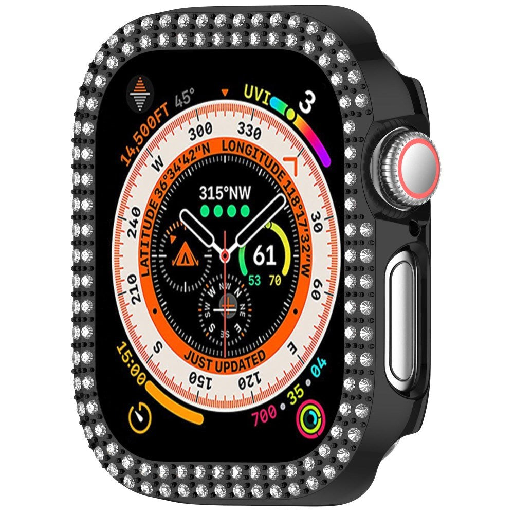 Apple Watch 10 (42 mm) deksel av hardplast m. Rhinestone - Svart / Rhinestone