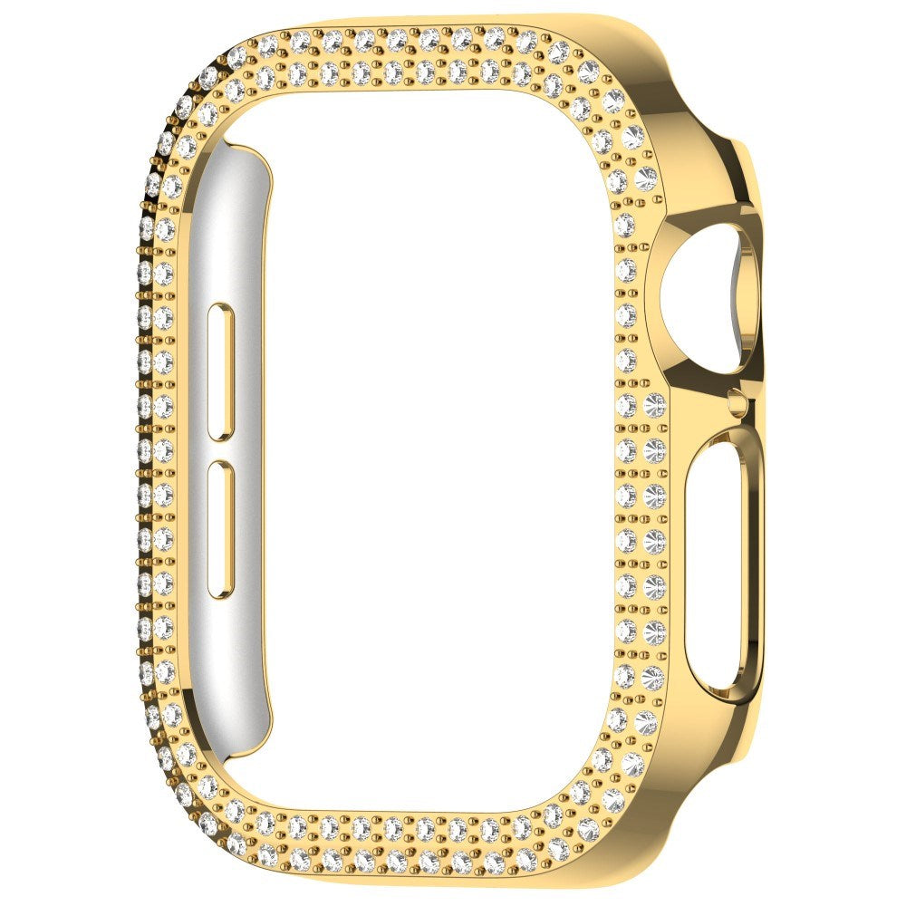 Apple Watch 10 (42 mm) deksel av hardplast m. Rhinestone - Gull / Rhinestone