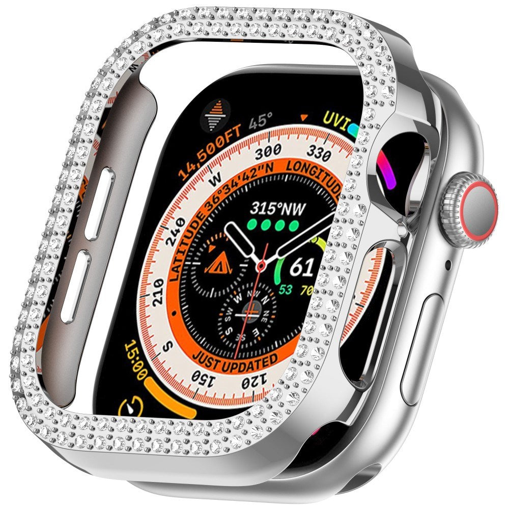 Apple Watch 10 (42 mm) deksel av hardplast m. Rhinestone - Sølv / Rhinestone