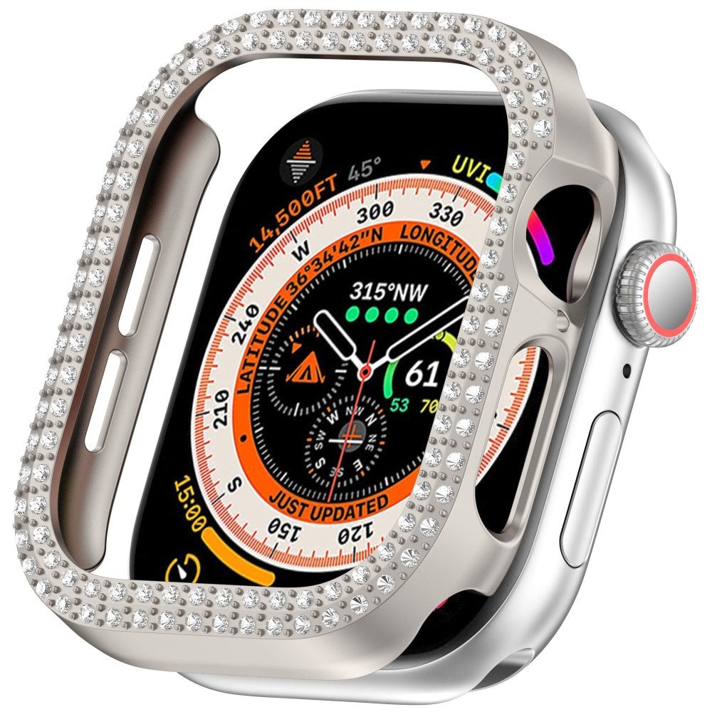 Apple Watch 10 (42 mm) deksel av hardplast m. Rhinestone - Grå / Rhinestone