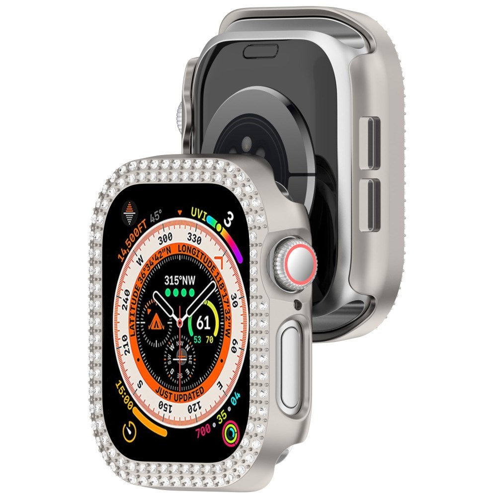 Apple Watch 10 (42 mm) deksel av hardplast m. Rhinestone - Grå / Rhinestone